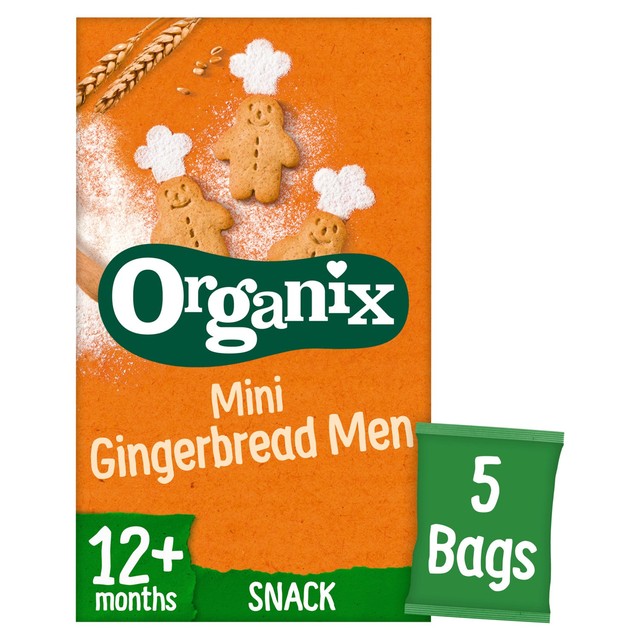 Organix gingerbread men biscuits 5x20g, imported from the UK
