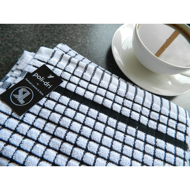 Samuel Lamont Poli-dri cotton tea towel in black, 70cm, imported from the UK