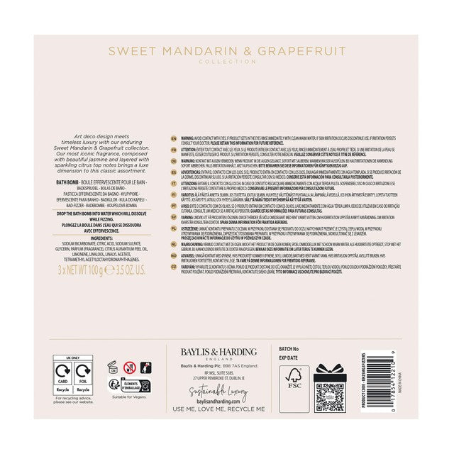 Baylis & Harding sweet mandarin grapefruit bath bomb gift set (British brand)