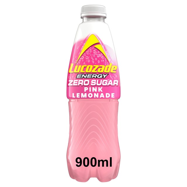 Lucozade Zero Pink Lemonade energy drink 900ml, imported from the UK