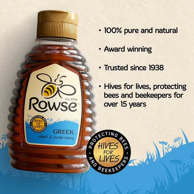 Rowse Greek Squeezy Honey 250g, imported from the UK