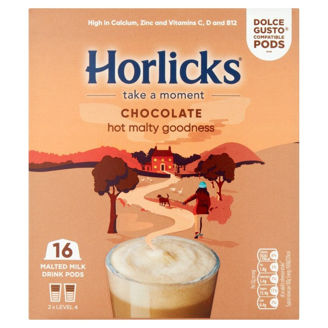 Horlicks chocolate malted drink pods for Dolce Gusto 8 pack, UK version