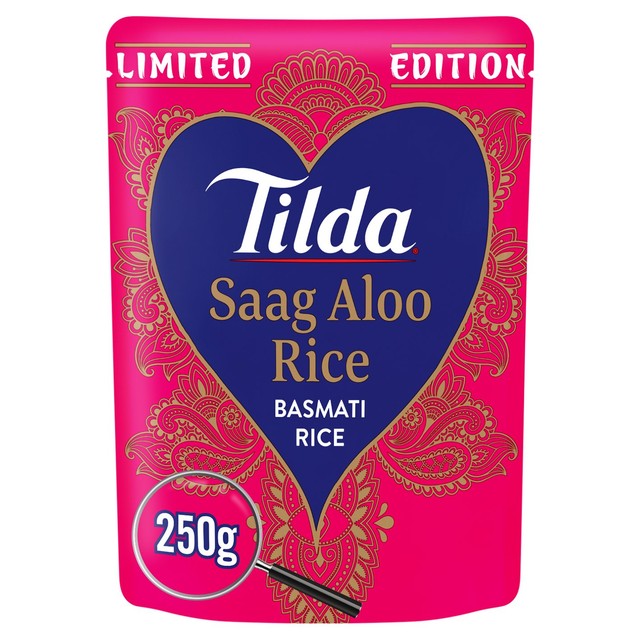 Tilda Saag Aloo Basmati Microwave Rice 250g (British brand)