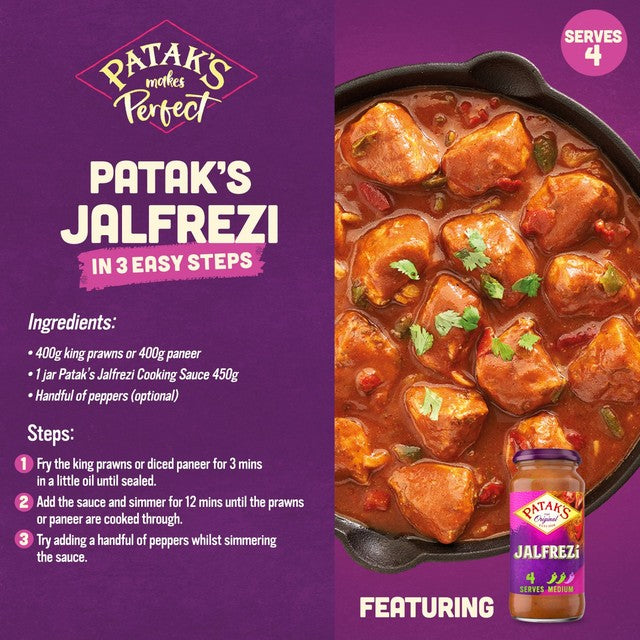 Patak's Jalfrezi curry sauce 450g, imported from the UK