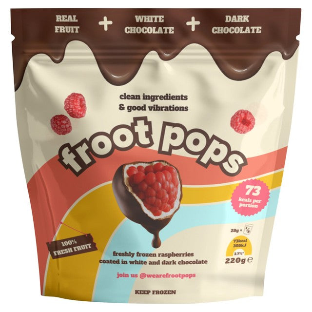 Froot Pops raspberry chocolate coated frozen fruit 220g - British product