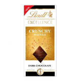 Lindt dark chocolate bar with crunchy waffle pieces 100g, UK version