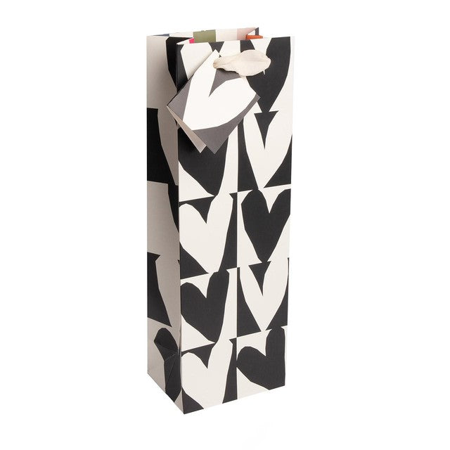 Caroline Gardner monochrome heart grid bottle bag - British product