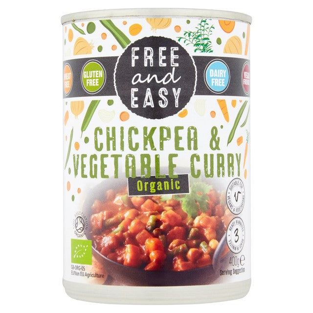 Free & Easy Organic Chickpea & Vegetable Curry ready meal 400g - British product