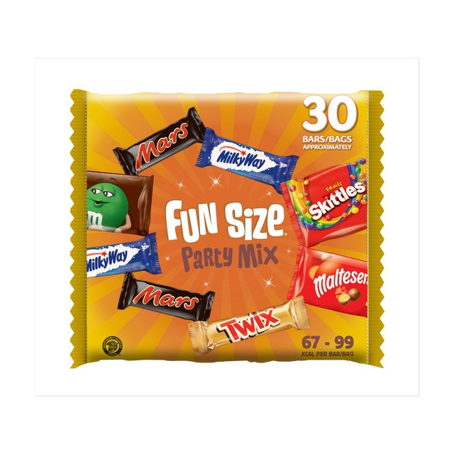 Mars funsize milk chocolate sweets party bag assortment 540g, imported from the UK