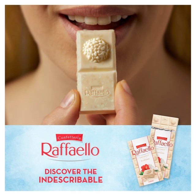 Ferrero Raffaello white chocolate and coconut bar with almond filling 90g - British product