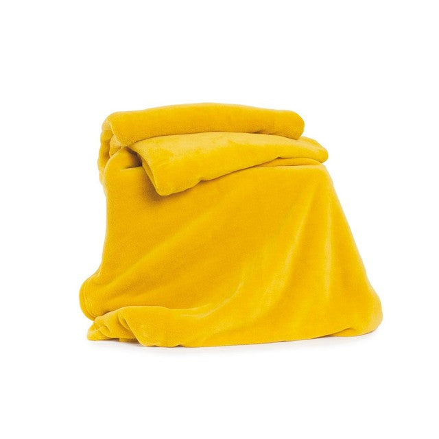 Deyongs mustard fleece throw 140cm x 180cm - British product