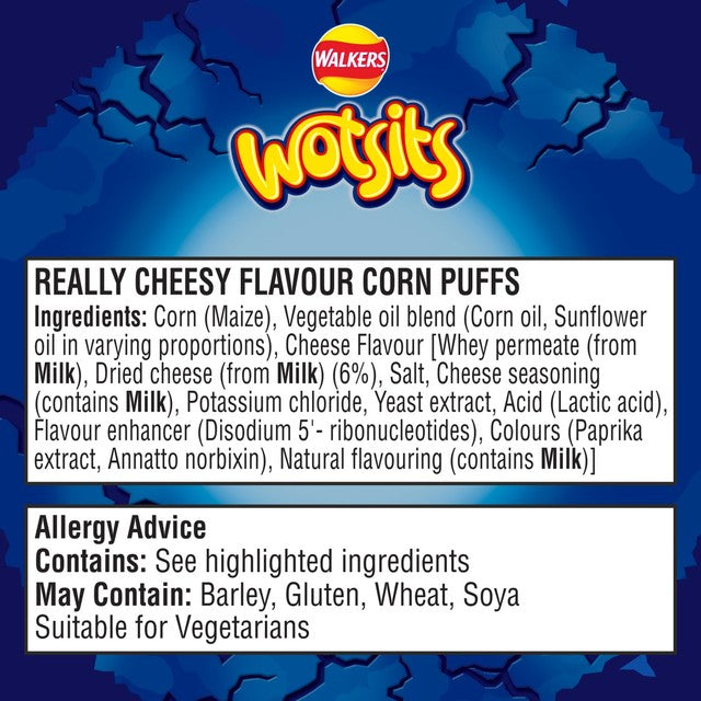 Wotsits Crunchy Really Cheesy corn snacks 140g (British brand)