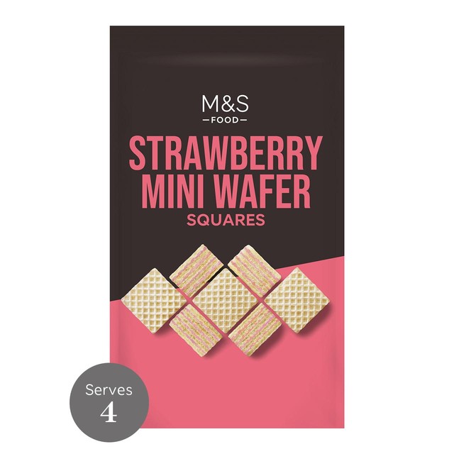M&S Strawberry Wafer Squares 125g, imported from the UK