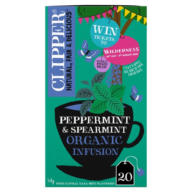 Clipper Peppermint & Spearmint herbal tea bags 20 pack - British product