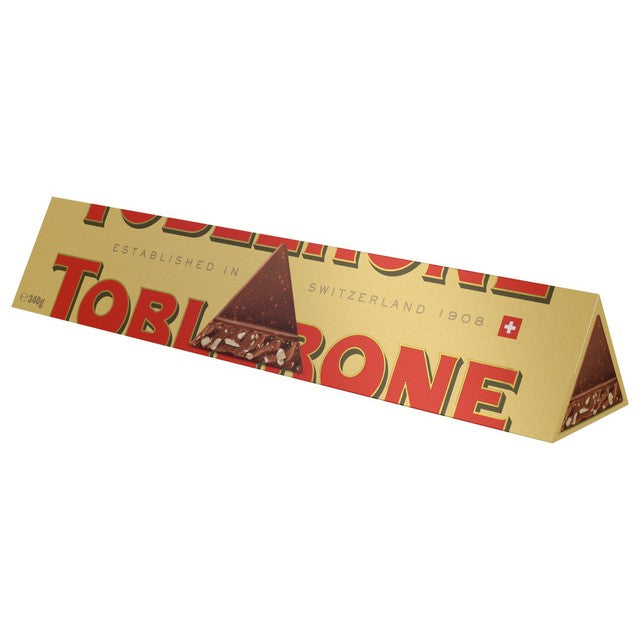 Toblerone milk chocolate bar with honey and almond nougat 340g (British brand)