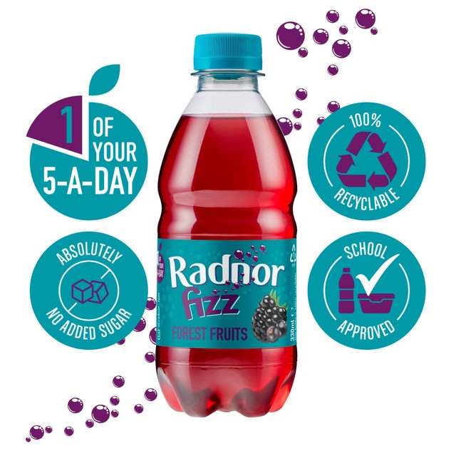 Radnor Fizz Forest Fruits flavoured sparkling soft drink 4 x 330ml, imported from the UK