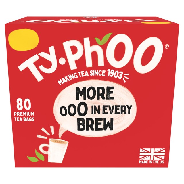 Typhoo black tea bags 80 per pack (British brand)