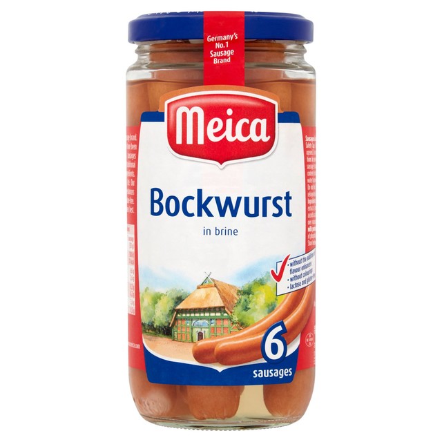 Meica Bockwurst pork sausages in brine 380g, imported from the UK