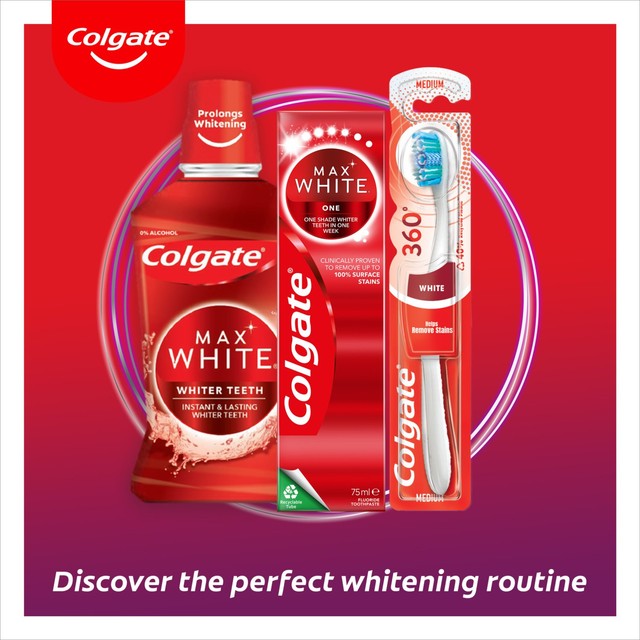Colgate 360 Max White medium manual toothbrush 3 pack - British product