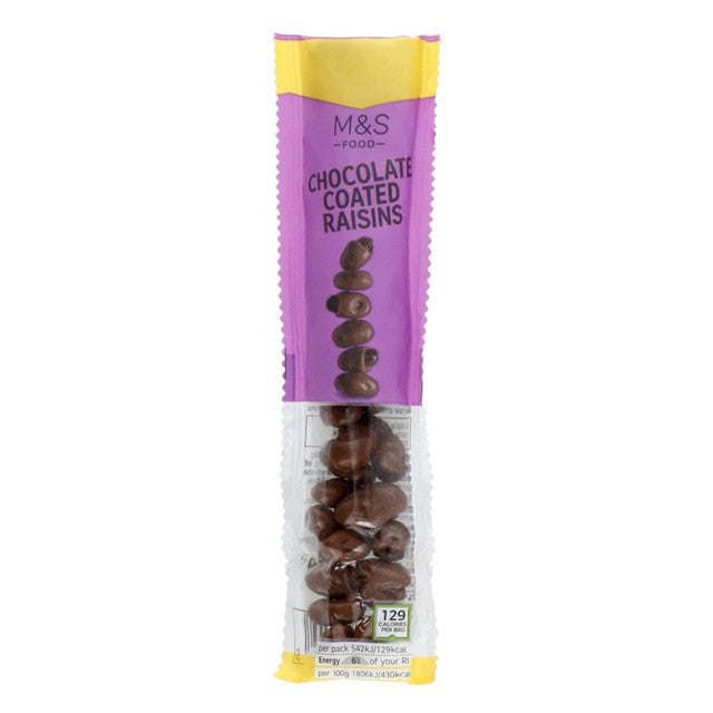 M&S Belgian milk chocolate coated raisins 30g, imported from the UK