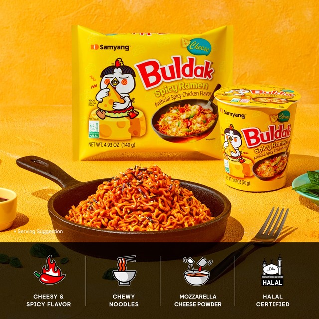 Buldak cheese flavour instant noodles multipack - British product
