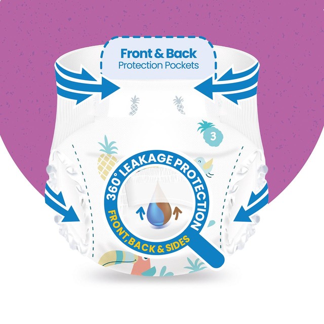 Ocado Kiddo Ultra-Dry Nappies Size 3 4-9kg, imported from the UK