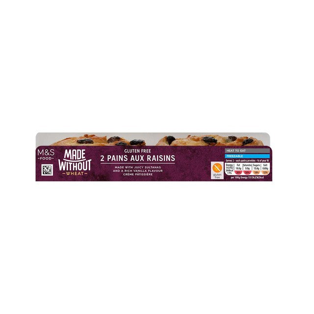 M&S gluten free pain aux raisins pastry 2 pack, imported from the UK
