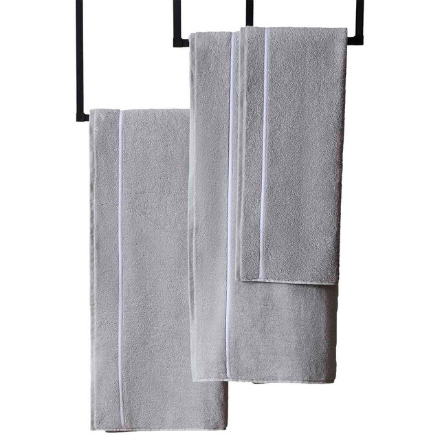 M&S Baretta Stitch Bath Sheet Grey/White, imported from the UK