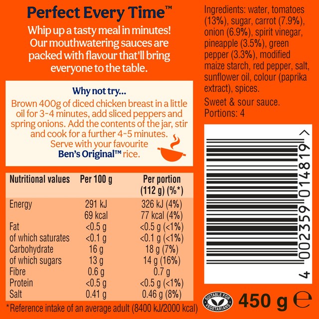Ben's Original sweet and sour sauce 450g - British product