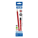 Milan HB graphite pencils hexagonal with eraser box of 12, imported from the UK