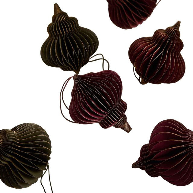 M&S Paper Finial Hanging Christmas Decorations 6 Pack, imported from the UK