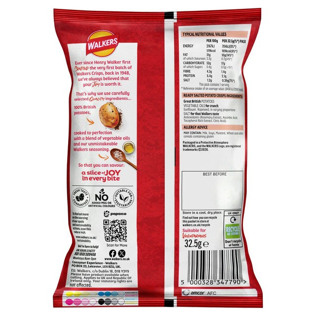 Walkers Ready Salted crisps - British product