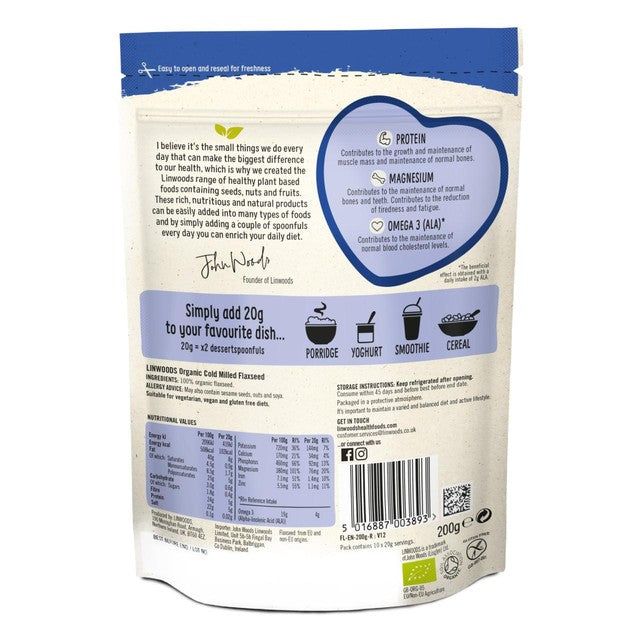 Linwoods milled organic flaxseeds 200g, UK version