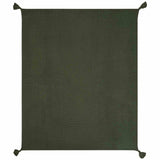 M&S knitted tassel throw dark green, imported from the UK