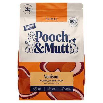 M&S Pooch & Mutt Primal Venison Minis Complete Dry Dog Food 2kg- Buy online at McGrocer