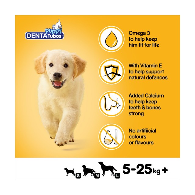 Pedigree Denta Tubo puppy dental chew sticks, imported from the UK