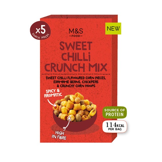 M&S sweet chilli crunch mix 5 x 25g, imported from the UK