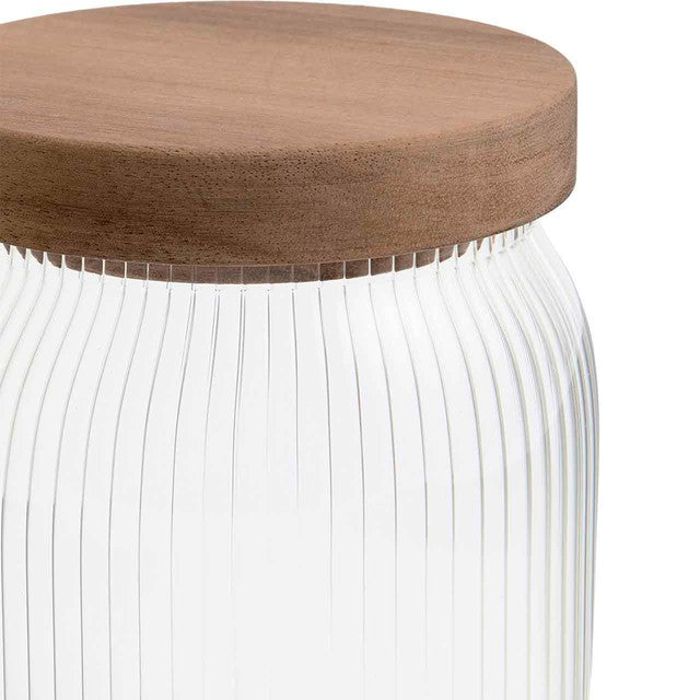 M&S small ribbed glass storage jar, imported from the UK