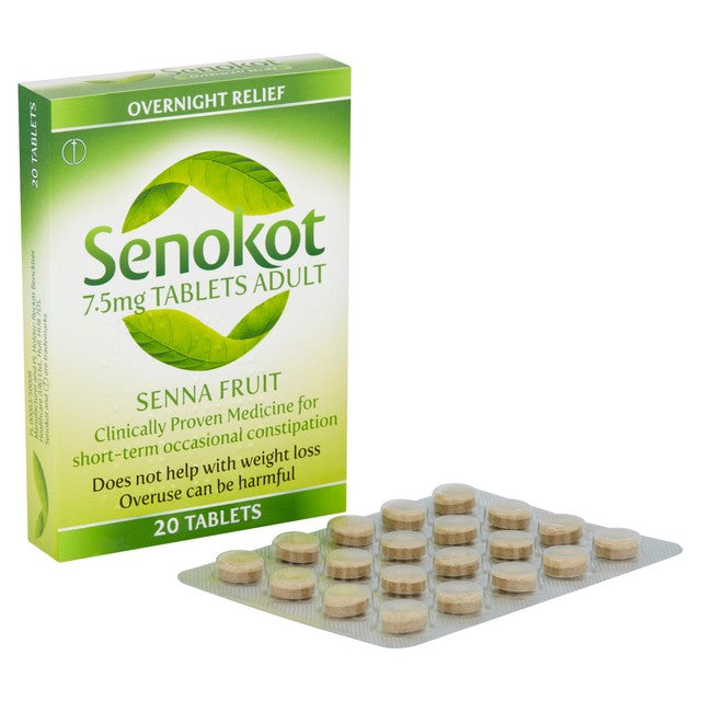 Senokot 7.5mg Tablets Adult 20 Pack (British brand)