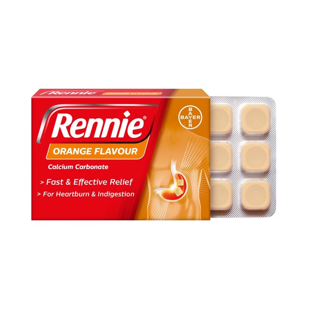 Rennie Orange heartburn and indigestion relief tablets 24 tablets, imported from the UK