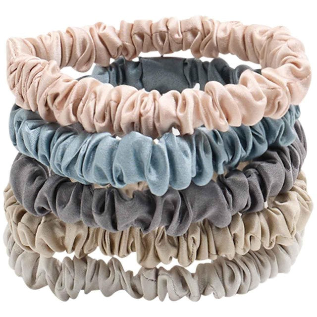 M&S mulberry silk slim scrunchies 5 pack, imported from the UK