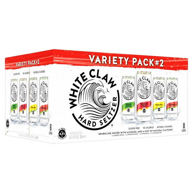 White Claw hard seltzer variety pack 8 cans, UK version