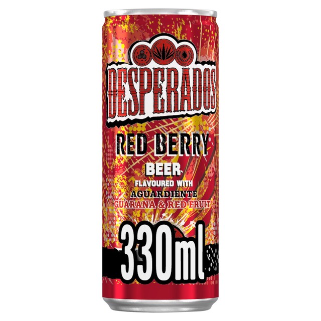 Desperados Red Berry Fruit beer can 5.9% ABV (British brand)