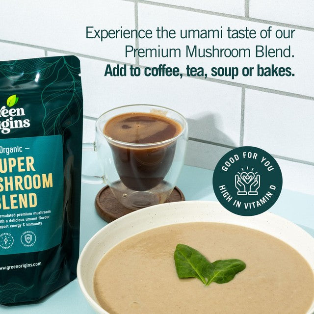Green Origins organic super mushroom blend powder 100g, UK version