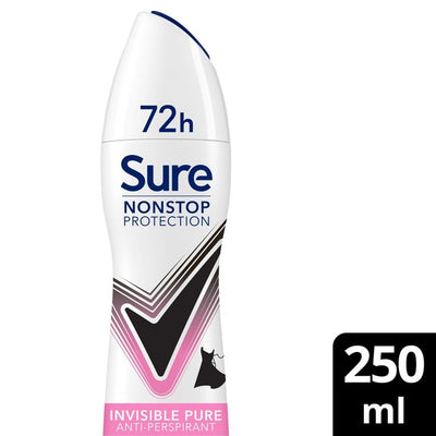 M&S Sure Women Nonstop Protection Invisible Pure Antiperspirant Deodorant Spray 250ml- Buy online at McGrocer