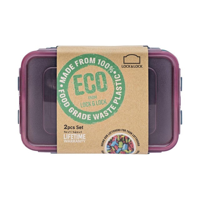 LocknLock Eco food storage containers 1L and 1.4L set, UK version