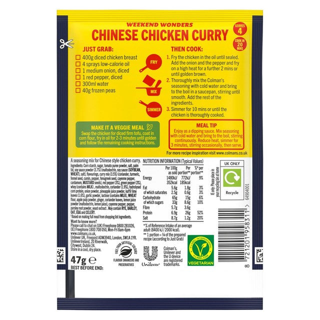 Colman's Chinese chicken curry seasoning mix 47g - British product