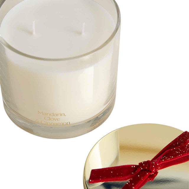 M&S Mandarin Clove and Cinnamon Core Candle Red Mix, imported from the UK