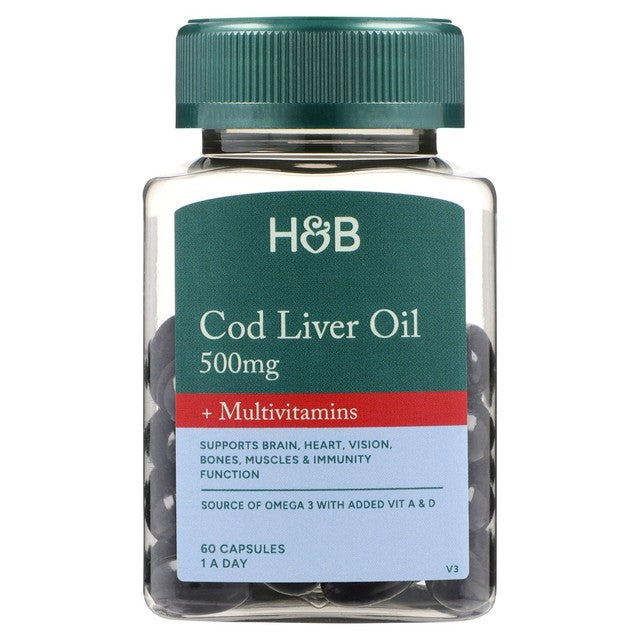 Holland & Barrett Cod Liver Oil and Multivitamin Capsules 60 Capsules, UK version