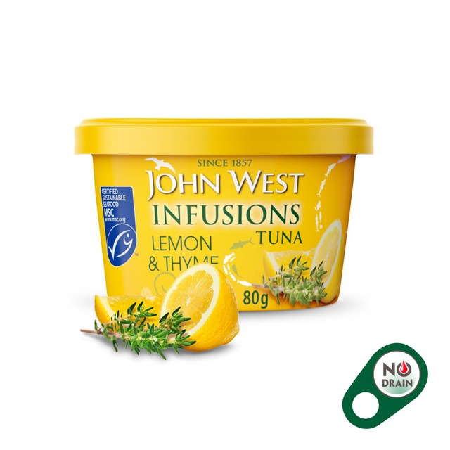 John West lemon & thyme tuna infusions canned tuna 80g, UK version